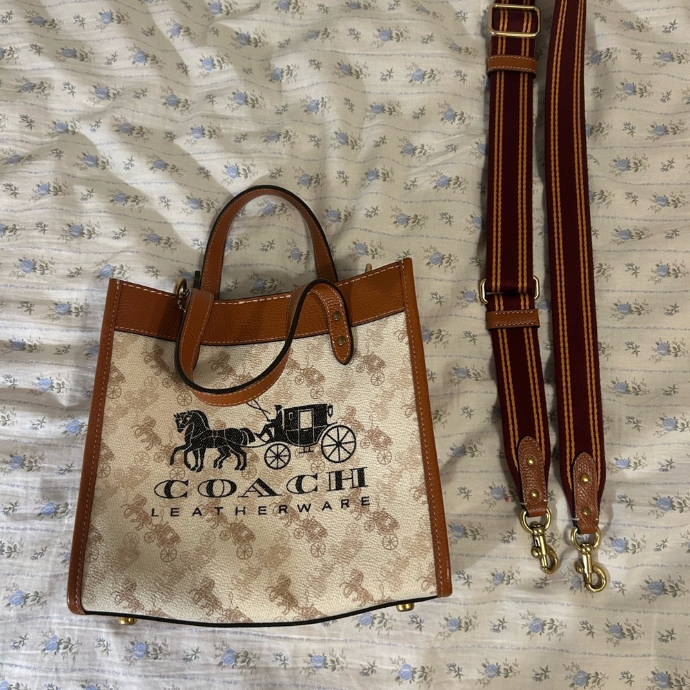 Coach Brown and Cream Signature Tote Bag